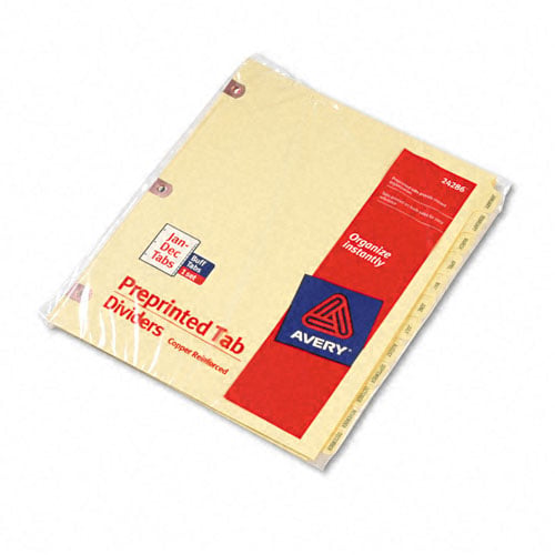Avery Jan-Dec tab Preprinted Laminated Tab Dividers - 24286