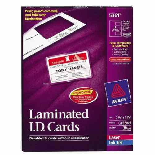 Avery Laminated Identification Cards 2-1/4" x 3-1/2" 30pk - 5361