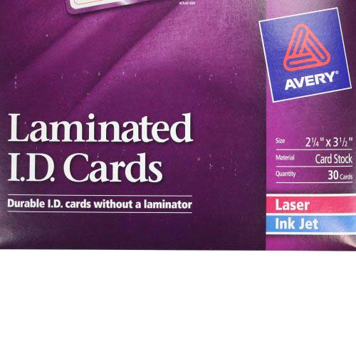 Avery Laminated Identification Cards 2-1/4" x 3-1/2" 30pk - 5361