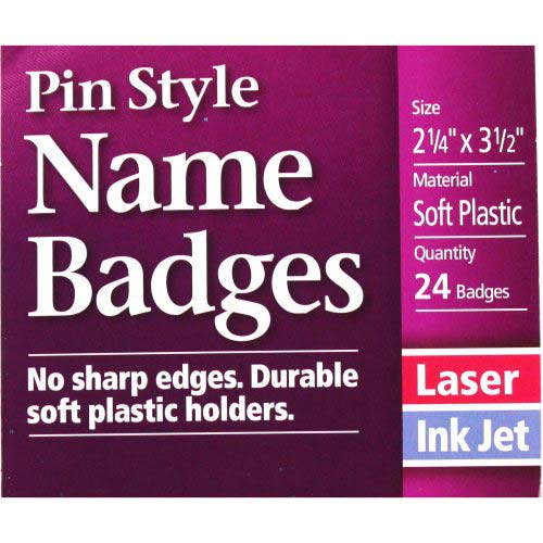 Avery Laser and Inkjet 2-1/4" x 3-1/2" Pin Name Badges 24pk - 74652