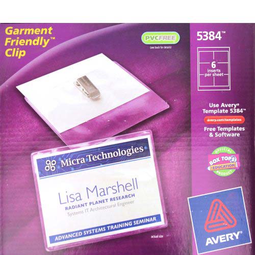 Avery Laser and Inkjet 3" x 4" Clip Name Badges 40pk  - 5384