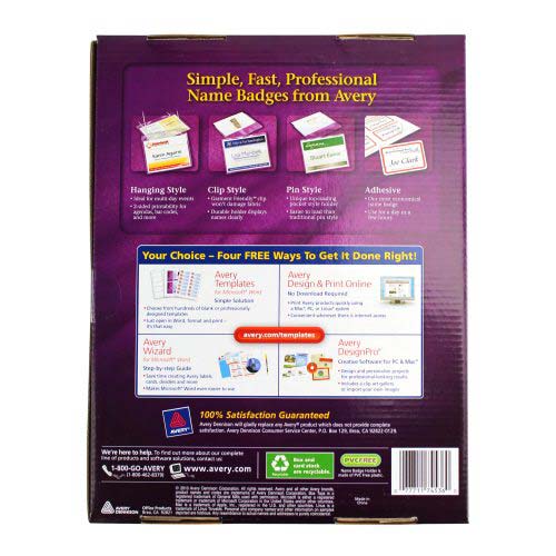 Avery Laser and Inkjet 3" x 4" Clip Name Badges 50pk - 74536