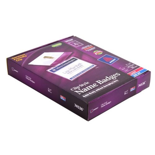 Avery Laser and Inkjet 3" x 4" Clip Name Badges 50pk - 74536