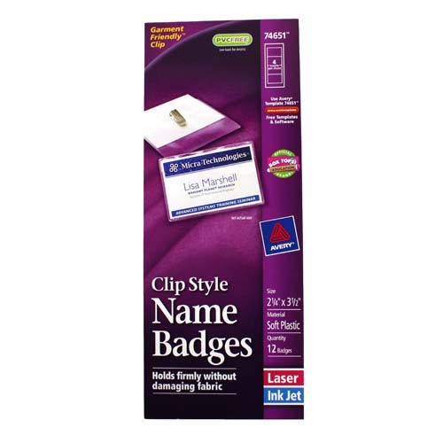 Avery Laser and Inkjet Clip Name Badges