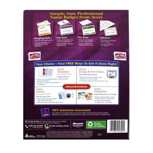 Avery Name Badge Insert Refills 2-1/4" x 3-1/2" 8up (50 sheets) - 5390