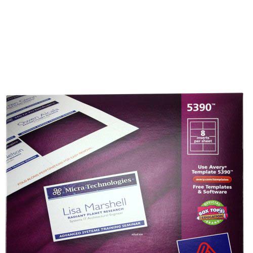 Avery Name Badge Insert Refills 2-1/4" x 3-1/2" 8up (50 sheets) - 5390