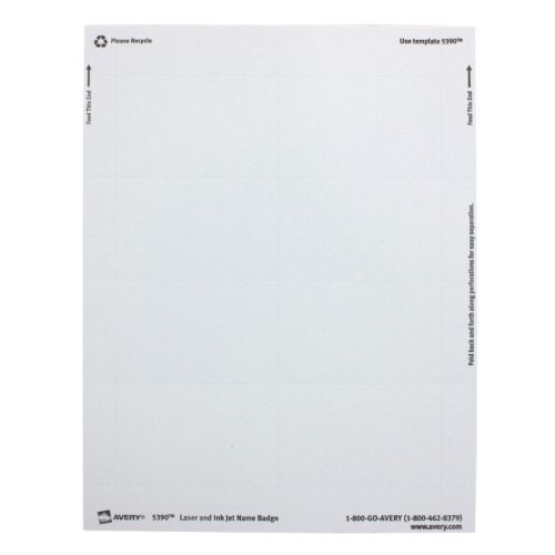 Avery Name Badge Insert Refills 2-1/4" x 3-1/2" 8up (50 sheets) - 5390