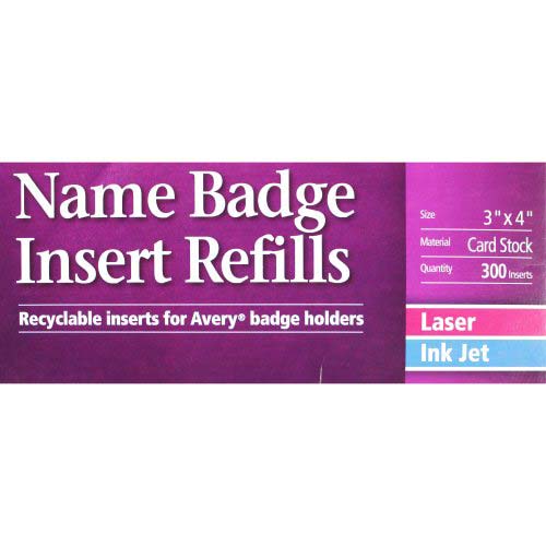 Avery Name Badge Insert Refills 3" x 4" - 300pk - 5392