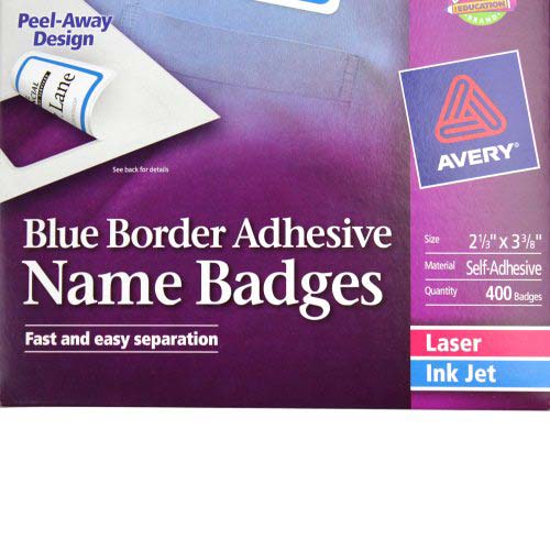 Avery Name Badge Label 2-1/3" x 3-3/8" with Border (400pk)