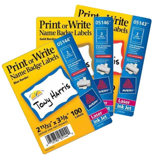 Avery Name Badge Label 2-11/32" x 3-3/8" with Border (100pk)