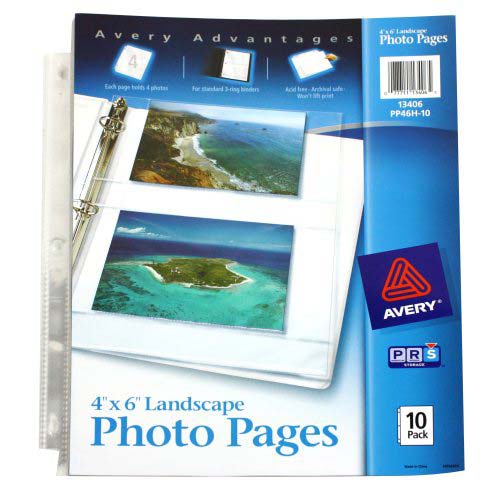 Avery Photo Pages - Four 4" x 6" Photos Per Page 10pk - 13406 - Clearance Sale