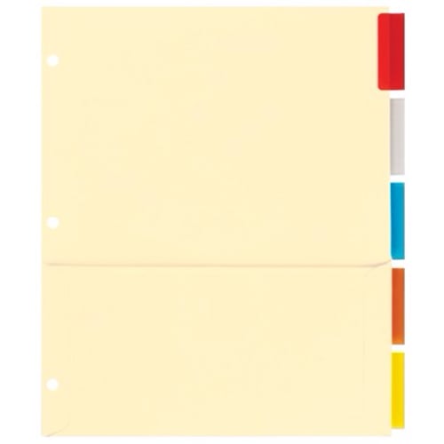 Avery Pockets 'n Tabs Multicolor 5-Tab 9-1/4" x 11-1/8" Insertable Dividers 1 set - 81009