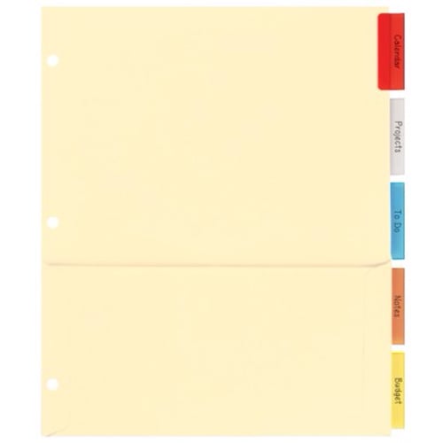 Avery Pockets 'n Tabs Multicolor 5-Tab 9-1/4" x 11-1/8" Insertable Dividers 1 set - 81009