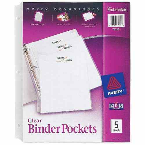 Avery Poly Binder Pockets Clear 5pk - 75243 - Clearance Sale