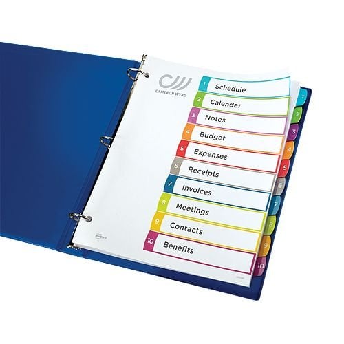 Avery Ready Index Customizable Table of Contents Multicolor 1-10 Tab Preprinted Dividers 1 set - 11842