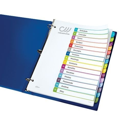 Avery Ready Index Customizable Table of Contents Multicolor 1-15 Tab Preprinted Dividers 1 set - 11845 - Clearance Sale