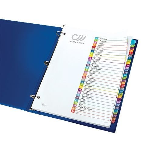 Avery Ready Index Customizable Table of Contents Multicolor 1-31 Tab Preprinted Dividers 1 set - 11846 - Clearance Sale