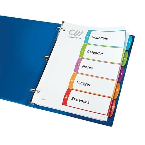 Avery Ready Index Customizable Table of Contents Multicolor 1-5 Tab Preprinted Dividers 1 set - 11840 - Clearance Sale