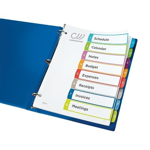 Avery Ready Index Customizable Table of Contents Multicolor 1-8 Tab Preprinted Dividers 1 set - 11841