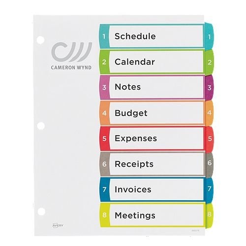 Avery Ready Index Customizable Table of Contents Multicolor 1-8 Tab Preprinted Dividers 1 set - 11841