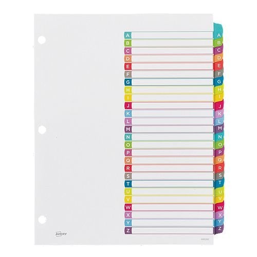 Avery Ready Index Customizable Table of Contents Multicolor A-Z Tab Preprinted Dividers 1 set - 11844 - Clearance Sale (Discontinued)