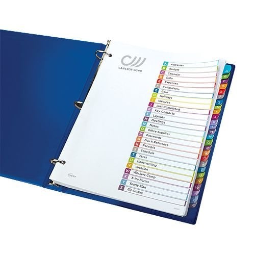 Avery Ready Index Customizable Table of Contents Multicolor A-Z Tab Preprinted Dividers 1 set - 11844 - Clearance Sale (Discontinued)