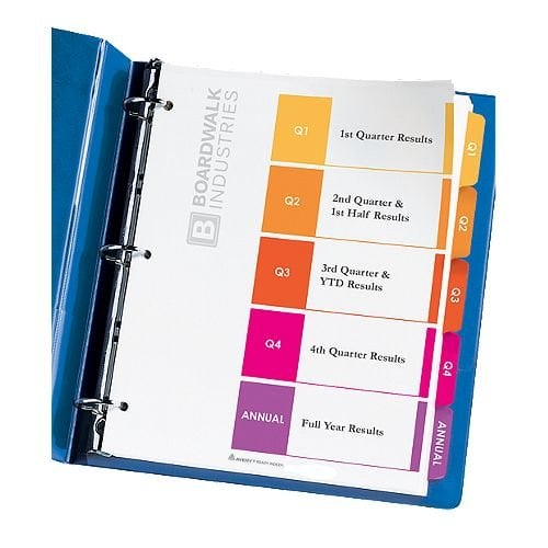 Avery Ready Index Customizable Table of Contents Multicolor Q1-Q4 and Annual Tab Preprinted Dividers 1 set - 13153