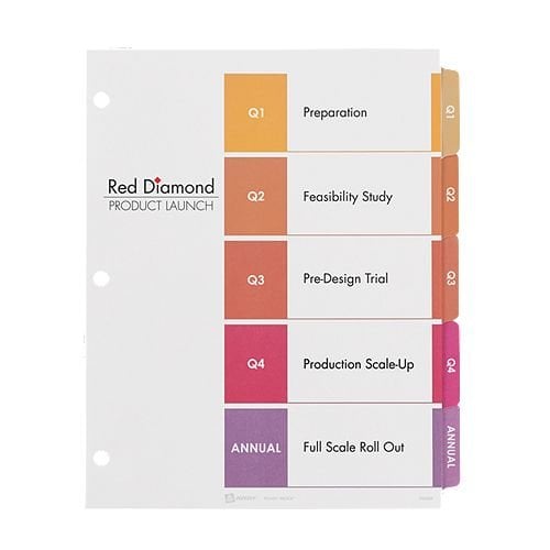 Avery Ready Index Customizable Table of Contents Multicolor Q1-Q4 and Annual Tab Preprinted Dividers 1 set - 13153
