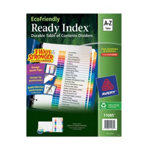 Avery Ready Index EcoFriendly TOC Dividers A-Z Multicolor Tabs 1 set - 11085