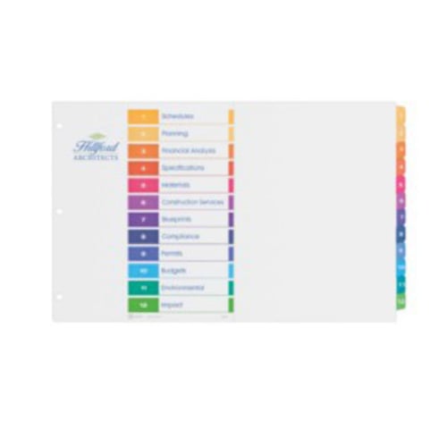 Avery Ready Index Multicolor 1-12 Tab Preprinted 11" x 17" Table of Contents Divider 1 set - 11149