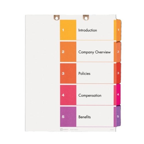 Avery Ready Index Multicolor 1-5 Tab TOC Dividers for Classification Folders - 3 Sets