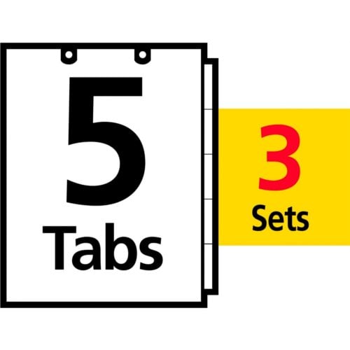Avery Ready Index Multicolor 1-5 Tab TOC Dividers for Classification Folders - 3 Sets