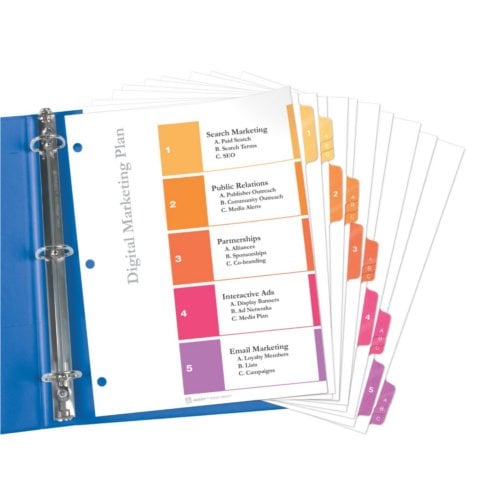 Avery Ready Index Multicolor 1-5 Tab TOC Dividers with Sub-Dividers 1 set - 13154