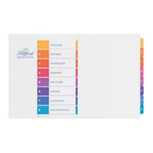 Avery Ready Index Multicolor 1-8 Tab Preprinted 11" x 17" Table of Contents Divider 1 set - 11148