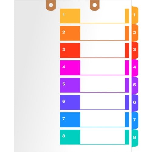 Avery Ready Index Multicolor 1-8 Tab TOC Dividers for Classification Folders 1 set - 13158
