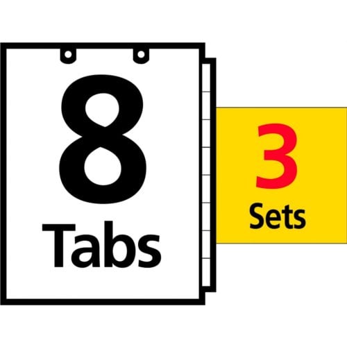 Avery Ready Index Multicolor 1-8 Tab TOC Dividers for Classification Folders - 3 Sets