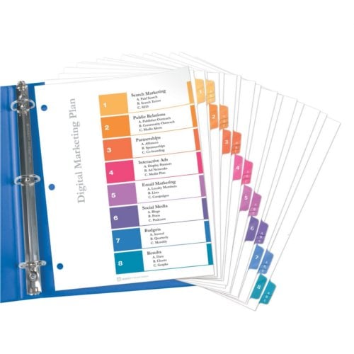 Avery Ready Index Multicolor 1-8 Tab TOC Dividers with Sub-Dividers 1 set - 13155