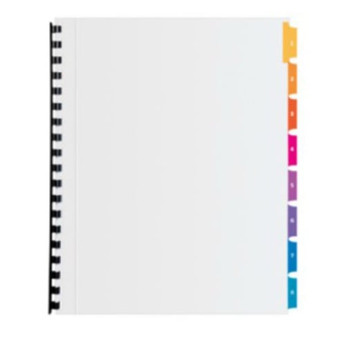 Avery Ready Index Multicolor Narrow Prepinted 1-8 Tab Unpunched TOC Dividers - 5 Sets