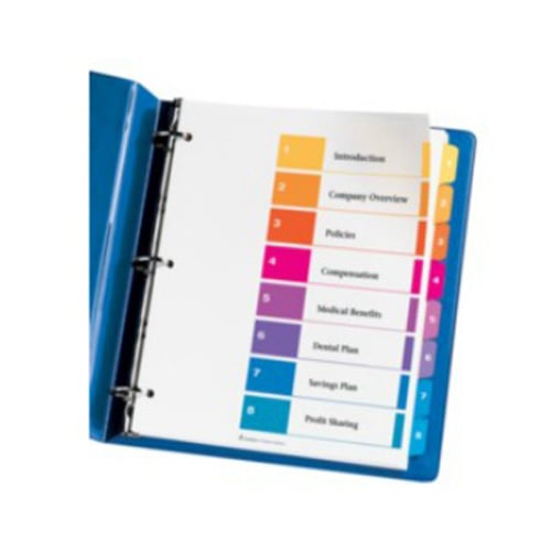 Avery Ready Index Multicolor Preprinted 1-8 Tab Table of Contents Divider - 1 Set