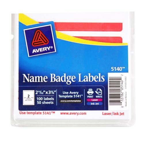 Avery Red Hello Name Badge Label 2-11/32" x 3-3/8" 4x6 Sheets 100pk - 5140