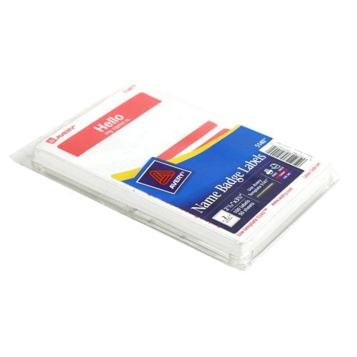 Avery Red Hello Name Badge Label 2-11/32" x 3-3/8" 4x6 Sheets 100pk - 5140