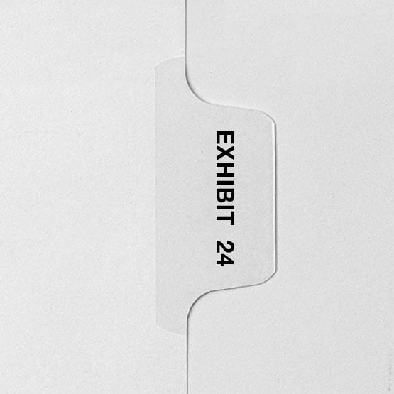 EXHIBIT 24 - Avery Style Letter Size Side Tab Legal Indexes - 25/Pk