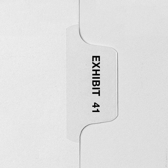 EXHIBIT 41 - Avery Style Letter Size Side Tab Legal Indexes - 25/Pk