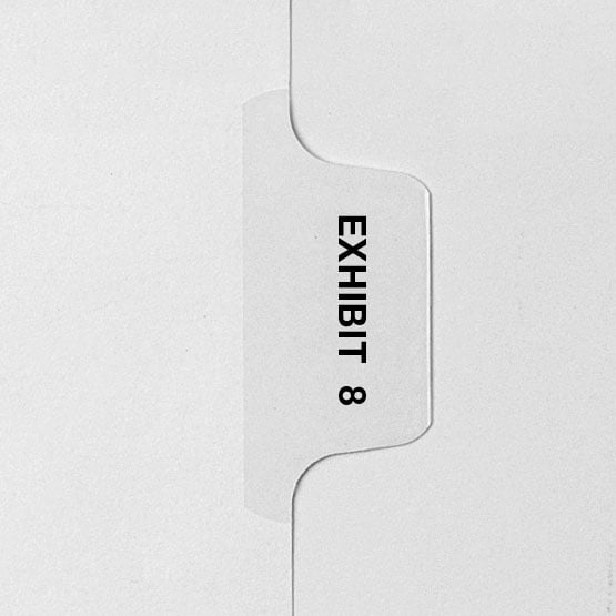EXHIBIT 8 - Avery Style Letter Size Side Tab Legal Indexes - 25/Pk