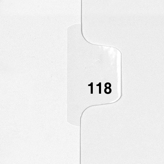 118 - Avery Style Single Number Letter Size Side Tab Legal Indexes - 25pk