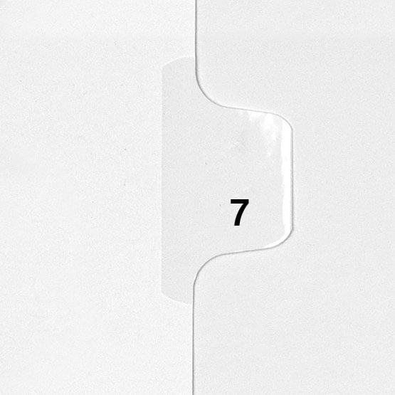 7 - Avery Style Single Number Letter Size Side Tab Legal Indexes - 1 Set