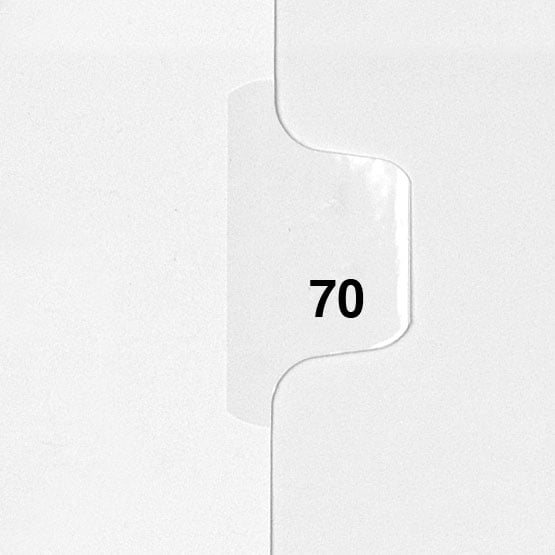 70 - Avery Style Single Number Letter Size Side Tab Legal Indexes - 1 Set