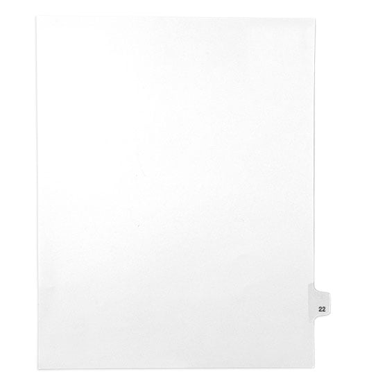 22 - Avery Style Single Number Letter Size Side Tab Legal Indexes - 1 Set