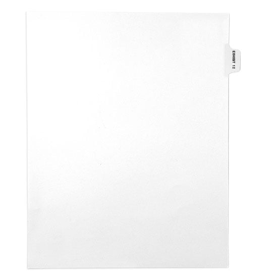EXHIBIT 12 - Avery Style Letter Size Side Tab Legal Indexes - 25/Pk