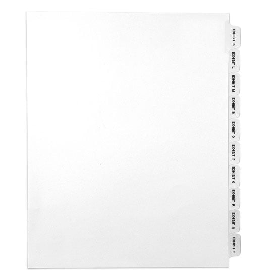 EXHIBIT A - EXHIBIT Z - Avery Style Collated Exhibit Letter Size Side Tab Legal Indexes - 1 Set